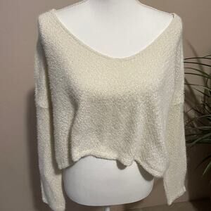 Storia Sweater Womens Small Cream Cropped Long Sleeve
